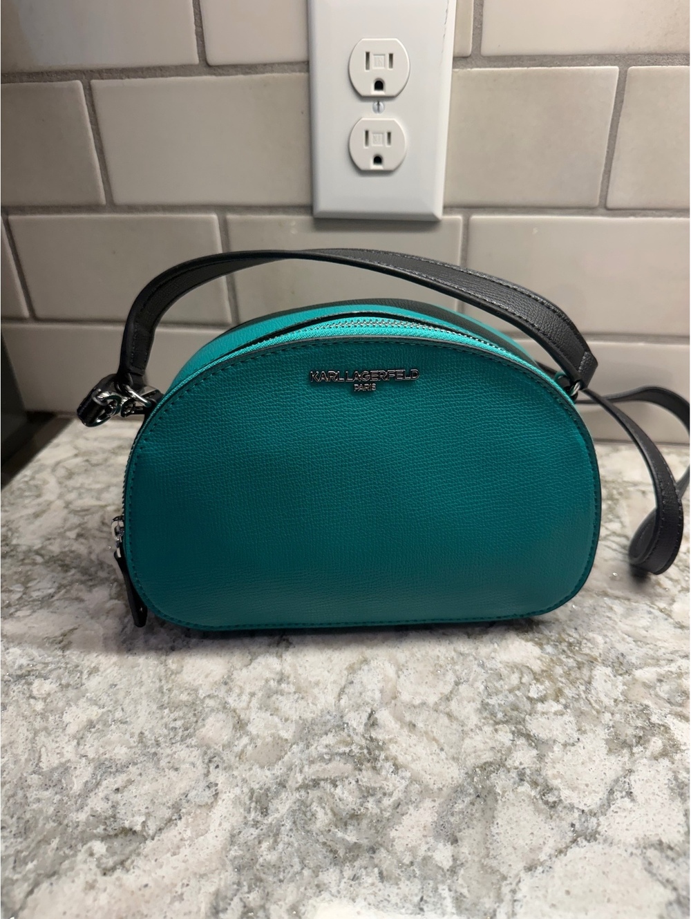 New Karl Lagerfeld Paris Maybelle Crossbody Green and black